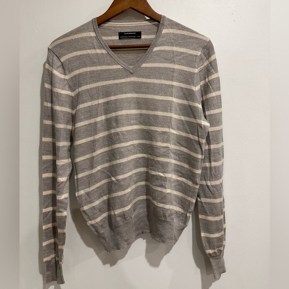 CLUB MONACO Merino Wool Striped Lightweight Sweater